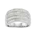 Sterling Silver 1 Carat T.w. Diamond Multirow Ring, Women's, Size: 6, White