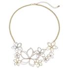 Mudd&reg; Tri Tone Wire Flower Statement Necklace, Teens, Gold