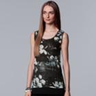 Women's Simply Vera Vera Wang Print Handkerchief Hem Tank, Size: Xl, Black