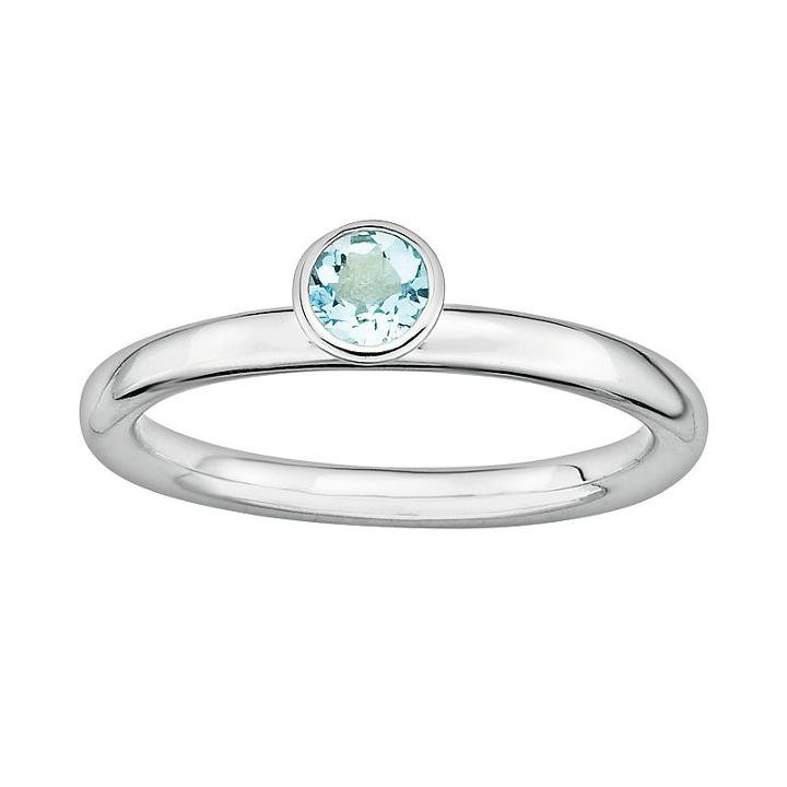 Stacks And Stones Sterling Silver Aquamarine Stack Ring, Women's, Size: 10