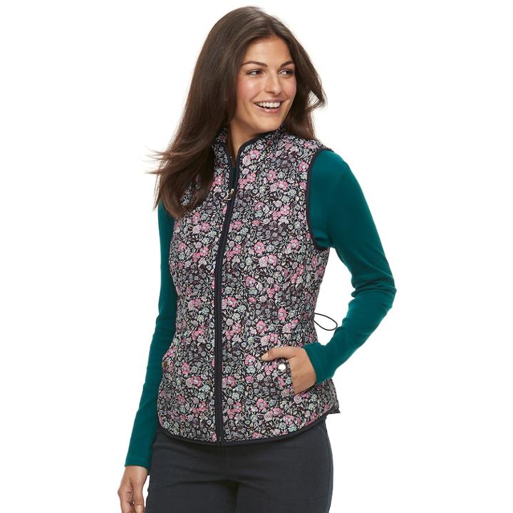 Women's Croft & Barrow&reg; Classic Quilted Vest, Size: Xs, Dark Blue