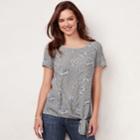 Women's Lc Lauren Conrad Print Knot-hem Tee, Size: Large, White