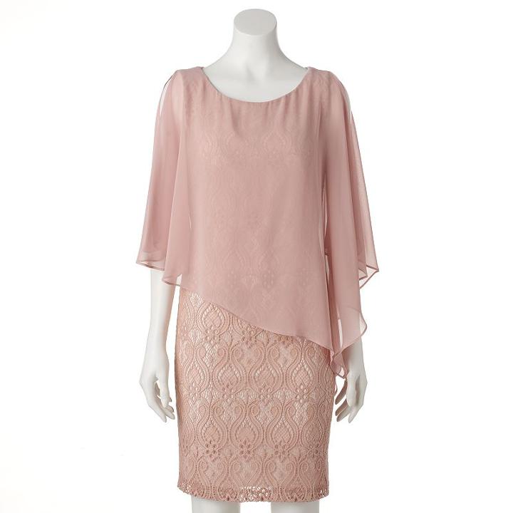 Women's Connected Apparel Lace Asymmetrical Popover Dress, Size: 10, Light Pink