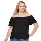 Juniors' Plus Size So&reg; Smocked Off The Shoulder Top, Girl's, Size: 3xl, Black