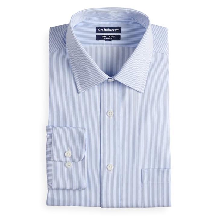 Men's Croft & Barrow&reg; Regular-fit Non-iron Stretch Dress Shirt, Size: 17.5-32/33, Light Blue