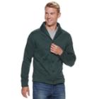 Men's Sonoma Goods For Life&trade; Supersoft Modern-fit Sweater Fleece Shawl-collar Cardigan, Size: Large, Dark Green