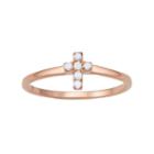 1/10 Carat T.w. Diamond 10k Rose Gold Cross Ring, Women's, Size: 6, White