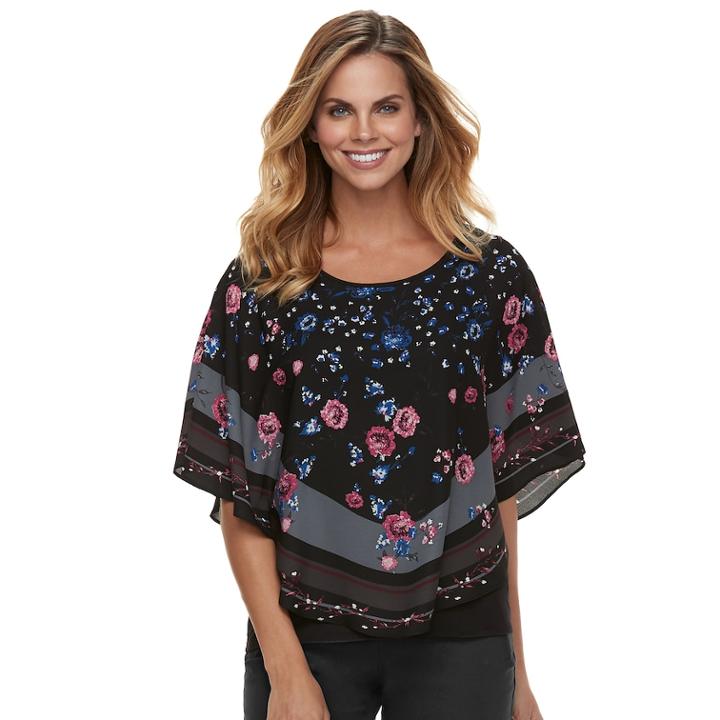 Women's Elle&trade; Crepe Popover Top, Size: Large, Black