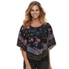Women's Elle&trade; Crepe Popover Top, Size: Large, Black