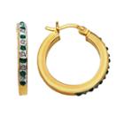 18k Gold-over-silver Emerald Hoop Earrings, Women's, Green