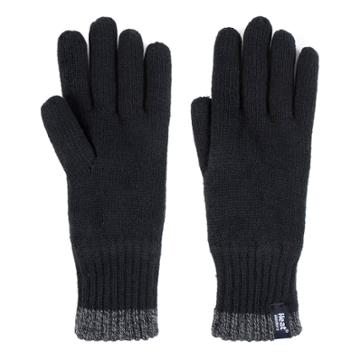 Men's Heat Holders Flat-knit Gloves, Size: L/xl, Black