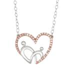 Two Tone 10k Rose Gold 1/6 Carat T.w. Diamond Motherly Love Heart Necklace, Women's, Size: 18, White