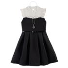 Girls 7-16 Knitworks Belted Lace Skater Dress, Size: 12, Black