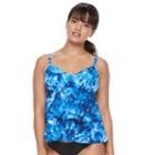 Women's Trimshaper Rylee Bust Enhancer Tiered Tankini Top, Size: 8, Blue