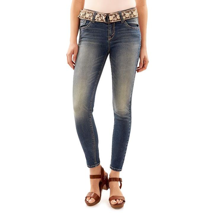 Juniors' Wallflower Curvy Faded Skinny Jeans, Teens, Size: 13, Yellow Oth