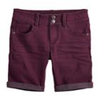 Girls 7-16 & Plus Size Mudd&reg; Rolled Cuff Denim Bermuda Shorts, Size: 8, Red