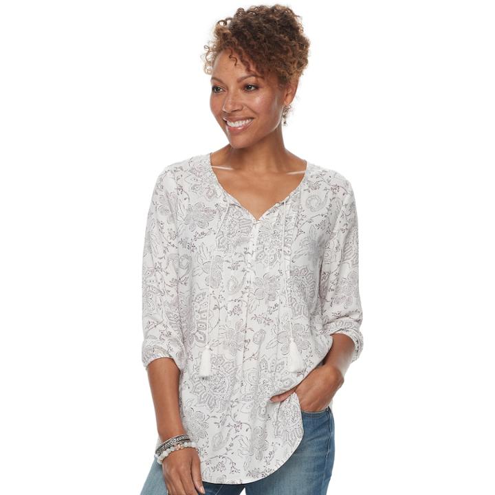 Women's Sonoma Goods For Life&trade; Printed Peasant Top, Size: Xl, Natural