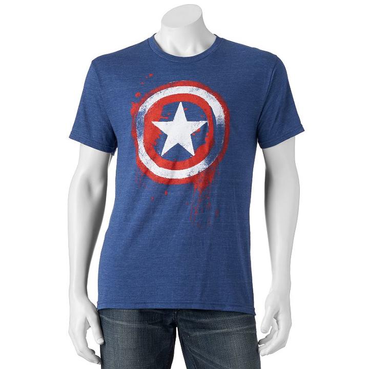 Marvel Captain America Shield Tee - Men, Size: Xxl, Brt Blue