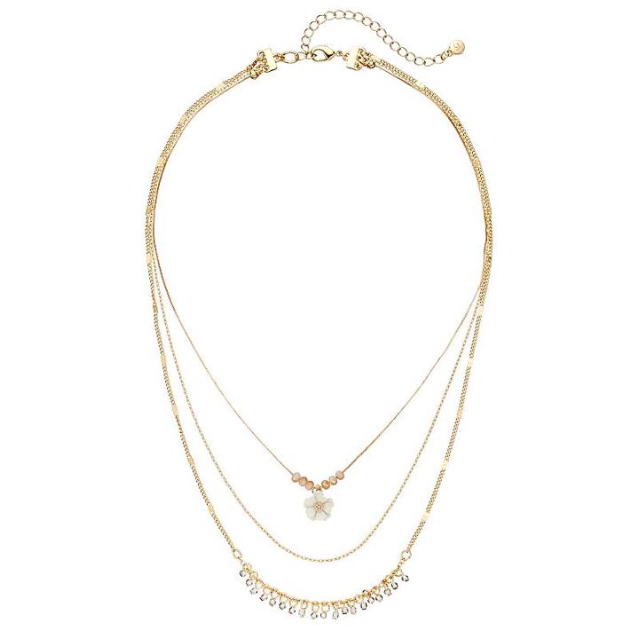 Lc Lauren Conrad Layered Shaky Bead & Flower Necklace, Women's, White