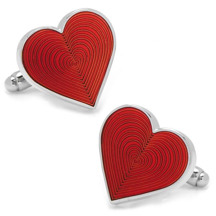 Heart Cuff Links, Men's, Red