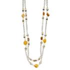 Yellow Bead Long Double Strand Necklace, Women's