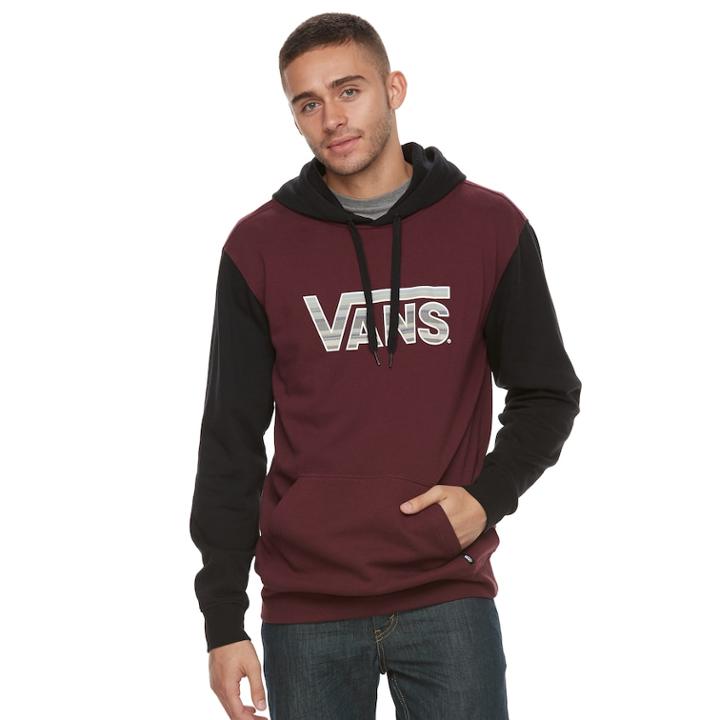 Men's Vans Logo Pull-over Hoodie, Size: Medium, Dark Red