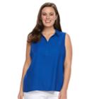 Plus Size Dana Buchman Pleat Back Sleevless Top, Women's, Size: 1xl, Med Blue