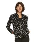 Women's Elle&trade; Polka-dot Bomber Jacket, Size: Small, Black