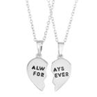 Journee Collection Sterling Silver Always Forever Heart Pendant Set, Women's, Size: 17, Grey