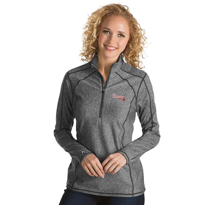 Women's Antigua Atlanta Braves Tempo Pullover, Size: Medium, Dark Grey