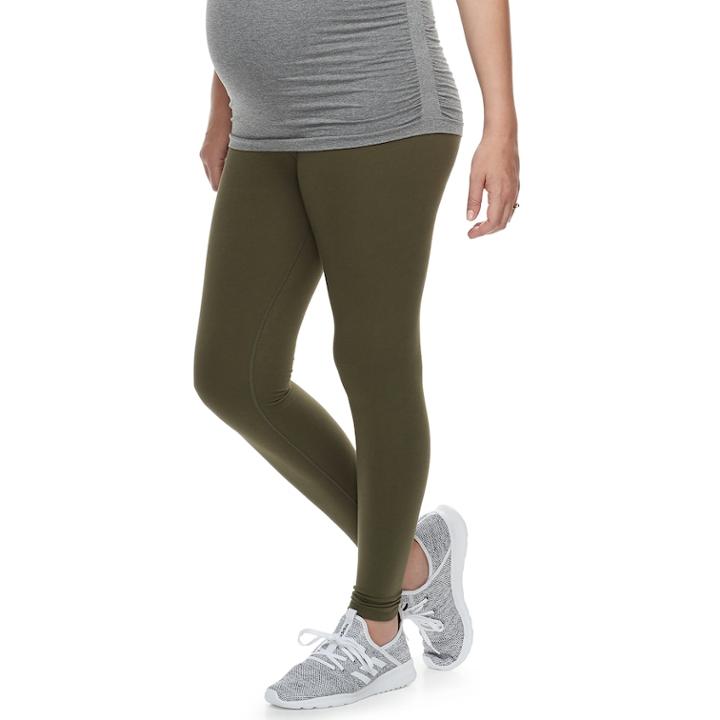 Maternity A:glow Belly Panel Solid Leggings, Women's, Size: M-mat, Green