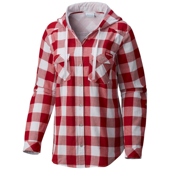 Women's Columbia Wisconsin Badgers Times Two Hooded Button-down Shirt, Size: Small, Pink Other