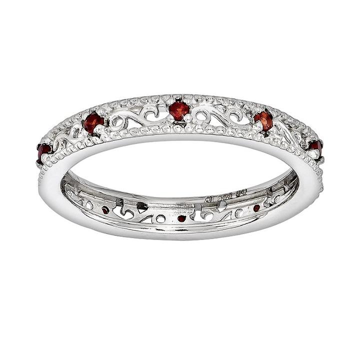 Stacks And Stones Sterling Silver Garnet Stack Ring, Women's, Size: 8, Red