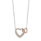 Silver Expressions By Larocks Cubic Zirconia Interlocking Hearts Necklace, Women's, White
