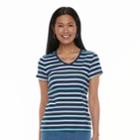 Petite Croft & Barrow&reg; V-neck Tee, Women's, Size: Xl Petite, Dark Blue