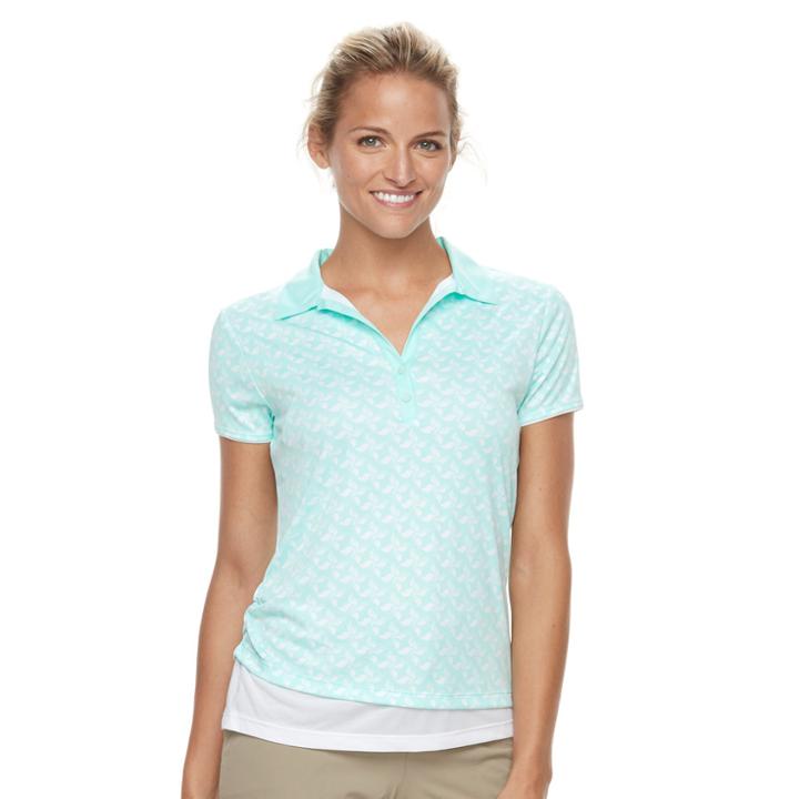Women's Grand Slam Pinwheel Print Tennis Polo, Size: Xs, Turquoise/blue (turq/aqua)