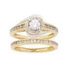 Two Tone 14k Gold 1 Carat T.w. Igl Certified Diamond Halo Engagement Ring Set, Women's, Size: 5.50, White