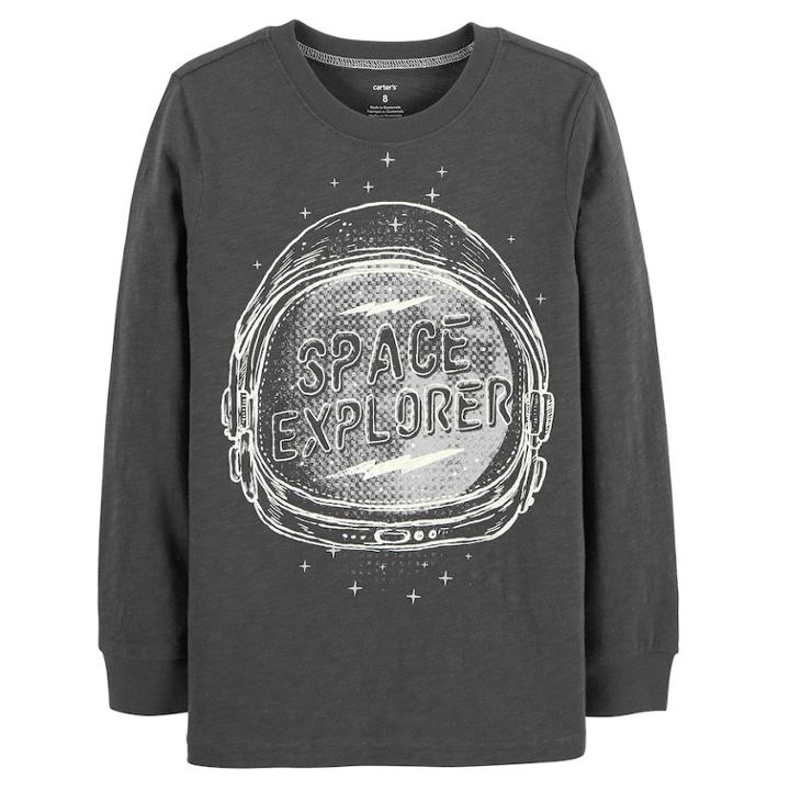 Boys 4-12 Carter's Space Explorer Glow In The Dark Graphic Tee, Size: 7, Grey