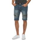 Men's Xray Slim-fit Embossed Stretch Denim Shorts, Size: 36, Med Blue
