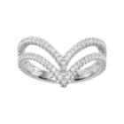 Fleur Cubic Zirconia Double Chevron Ring, Women's, Size: 8, Grey
