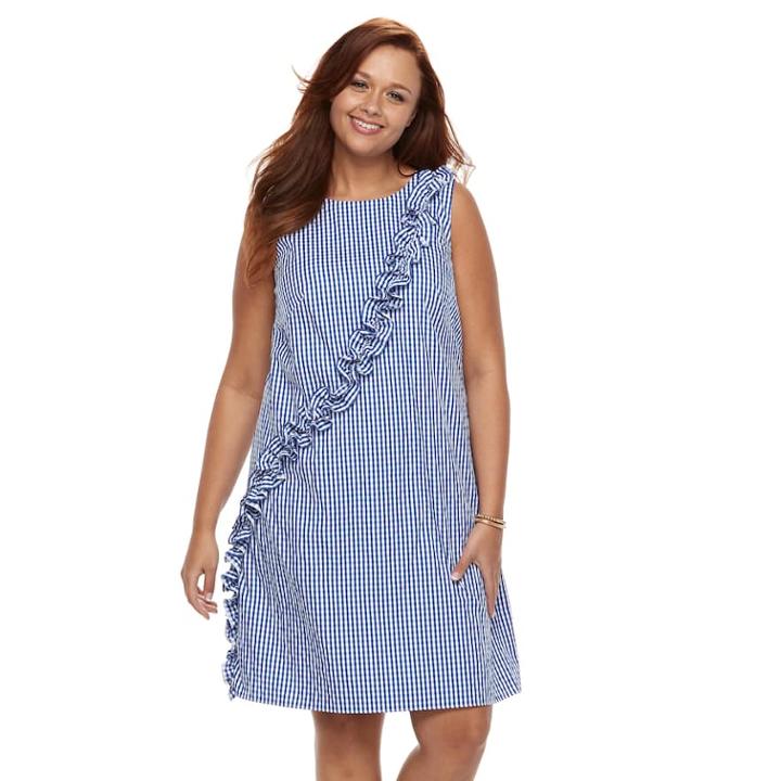 Plus Size Suite 7 Ruffle Shift Sleeveless Dress, Women's, Size: 20 W, Blue