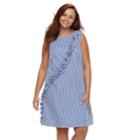 Plus Size Suite 7 Ruffle Shift Sleeveless Dress, Women's, Size: 20 W, Blue