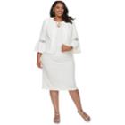 Plus Size Maya Brooke Bell Sleeve Jacket & Dress Set, Women's, Size: 14 W, White