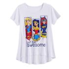 Girls 7-16 Dc Comics Supergirl, Wonder Woman & Batgirl Just Be Awesome Glitter Graphic Tee, Size: Large, White