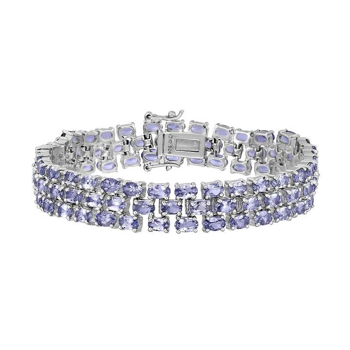 Sterling Silver Tanzanite Multirow Bracelet, Women's, Size: 7.5, Blue