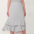 Women's Lc Lauren Conrad Tiered Midi Skirt, Size: Small, Silver