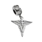 Logoart Sterling Silver V Caduceus Veterinarian Charm, Women's, Grey