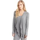 Women's Cuddl Duds Softwear Wrap Cardigan, Size: L-xl, Grey (charcoal)