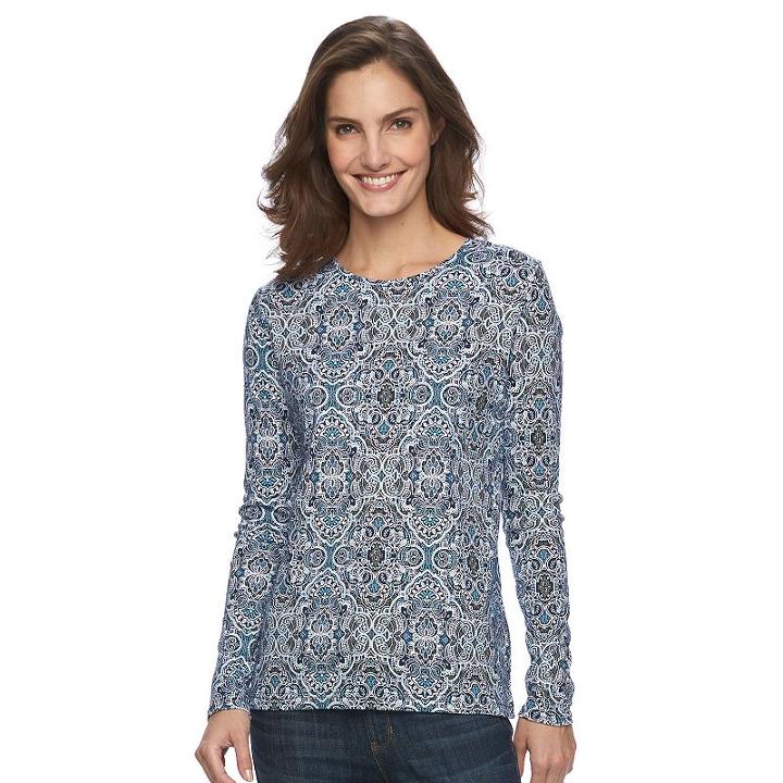 Women's Croft & Barrow&reg; Classic Crewneck Tee, Size: Xl, Brt Blue