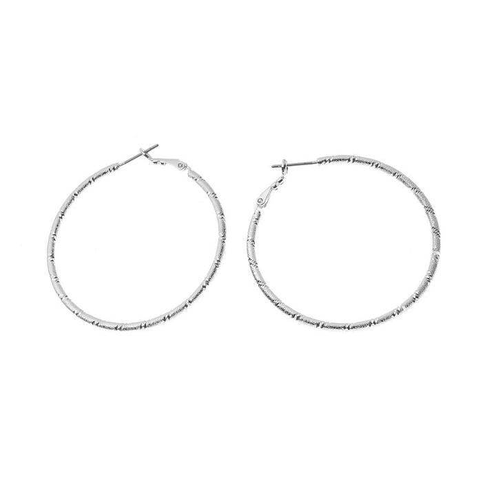 Diamond-cut Hoop Earrings, Women's, Grey